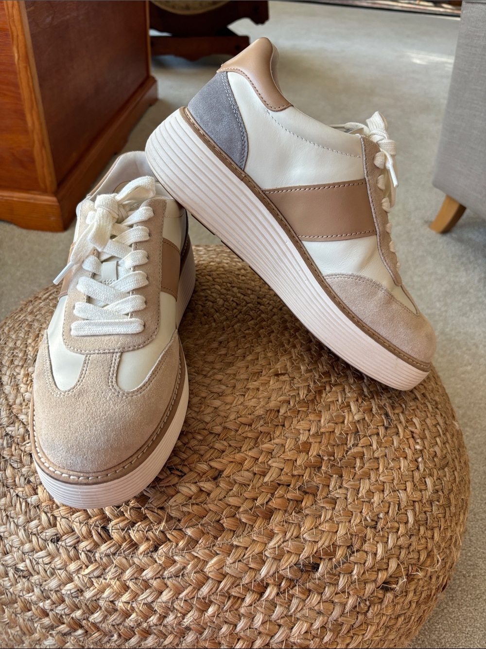 Women’s Cole Haan Neutral Casual Platform Sneakers - Cream & Tan